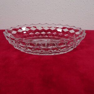 Vintage Fostoria American Clear Oval Vegetable Bowl 9” Starburst Point Cubist